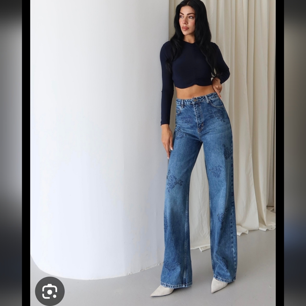 Zara Blue Flare Wide Leg‎ Jeans